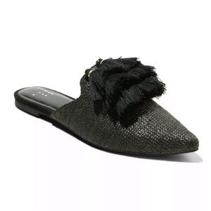 A New Day black pointed toe mules with fringe tassels Size 6.5
